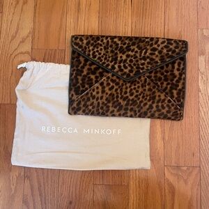 Rebecca Minkoff leopard print envelope clutch